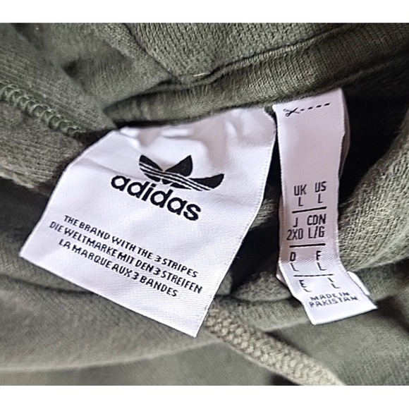 Thrashed Adidas Hoodie Sweatshirt Men's Large Green Trefoil Graphic Print Grunge - Picture 5 of 12